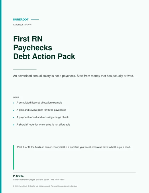 Cover of the First RN Paychecks Debt Action Pack