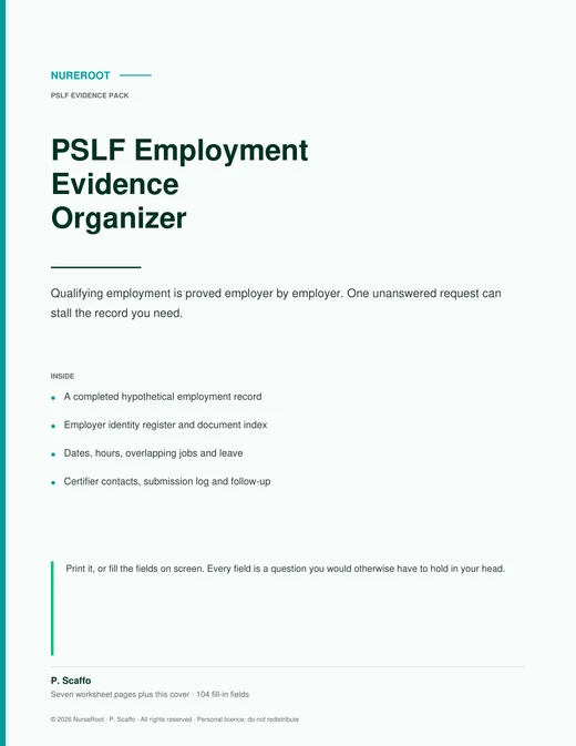 Cover of the PSLF Employment Evidence Organizer
